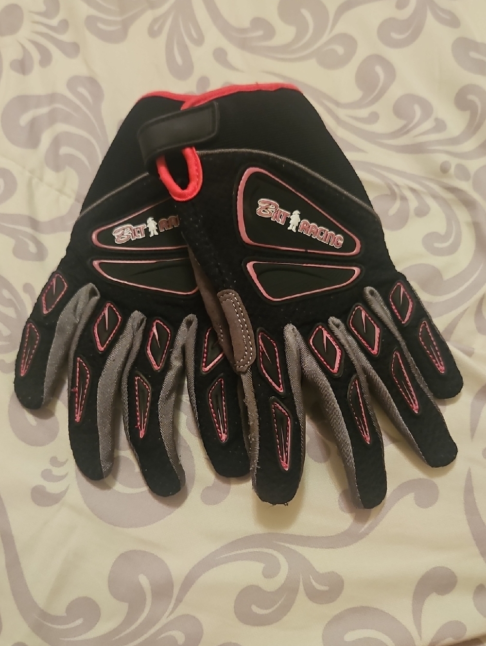 Bit Racing Gloves Size 8 Pink Black In Great Shape On Bike Motercycle Weights